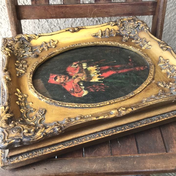 Very Old 19世紀 アンティーク　絵画　油彩 Antique　道化師
