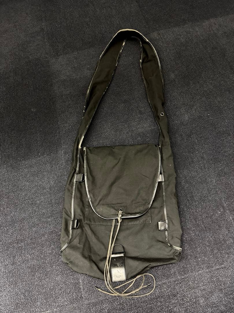 ディオールオム 04SS ブラックショルダーバッグ エディ期 STRIP期