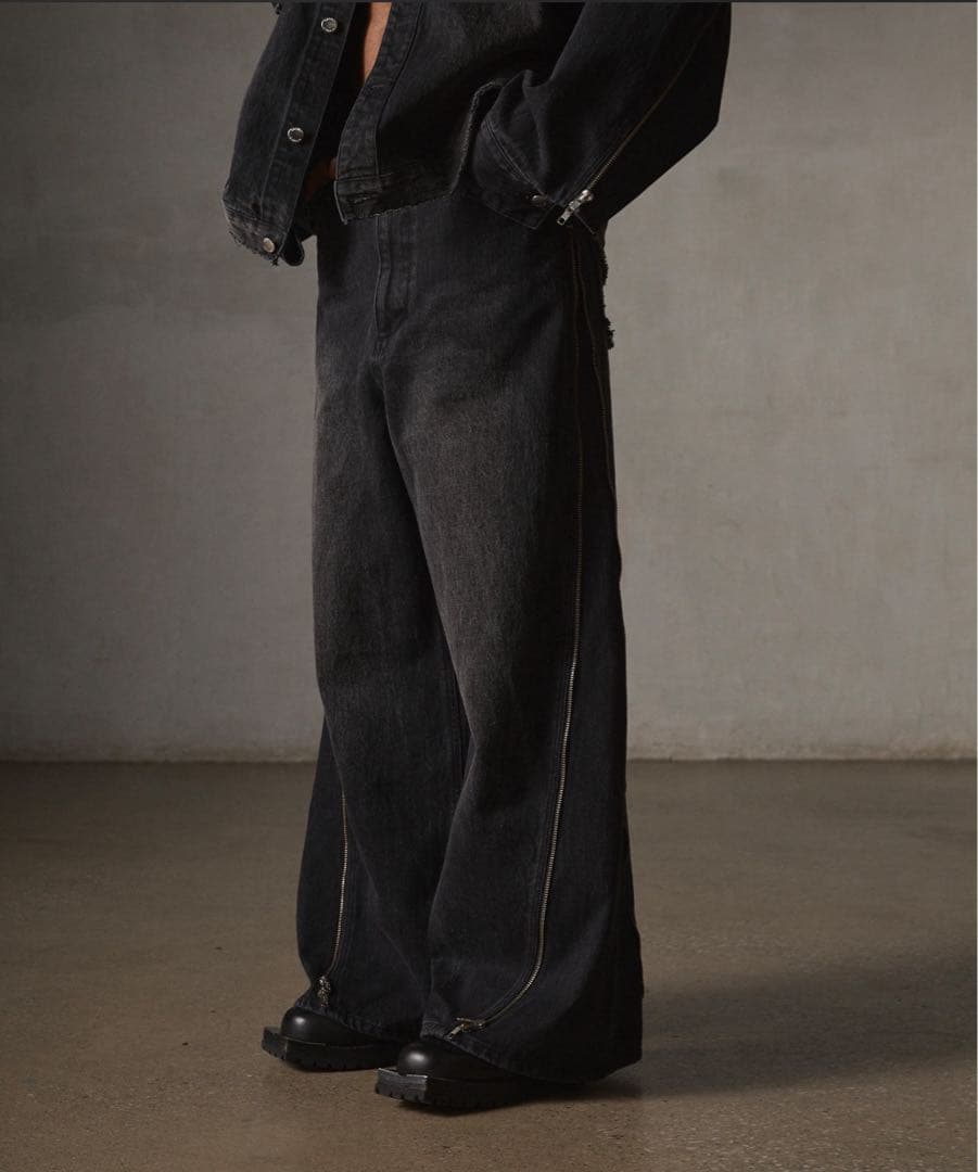 ZipDesign Buggy DenimPants Grancy ジップデニム