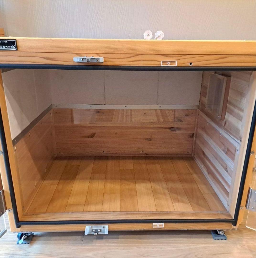 犬小屋製作工房K防音ケージ　犬用木製ケージ 透明扉付き