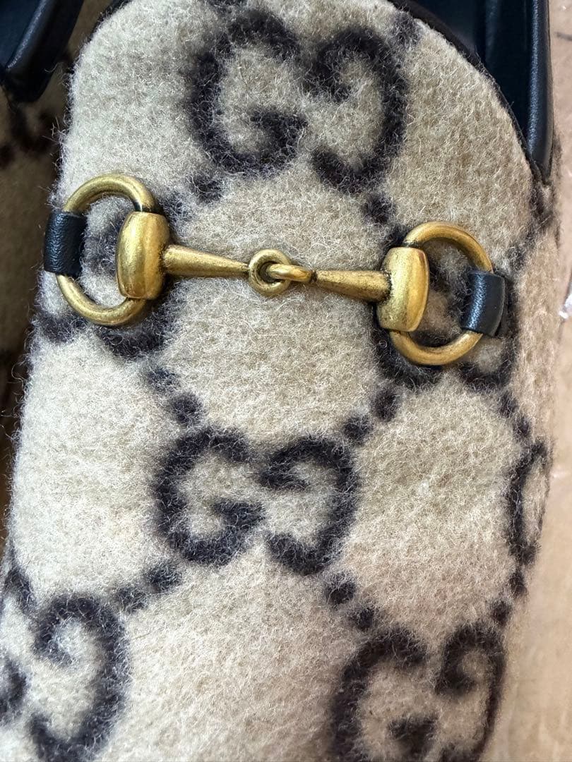 【GUCCI 】ホースビットローファー 36べージュ GGパターン　レディース