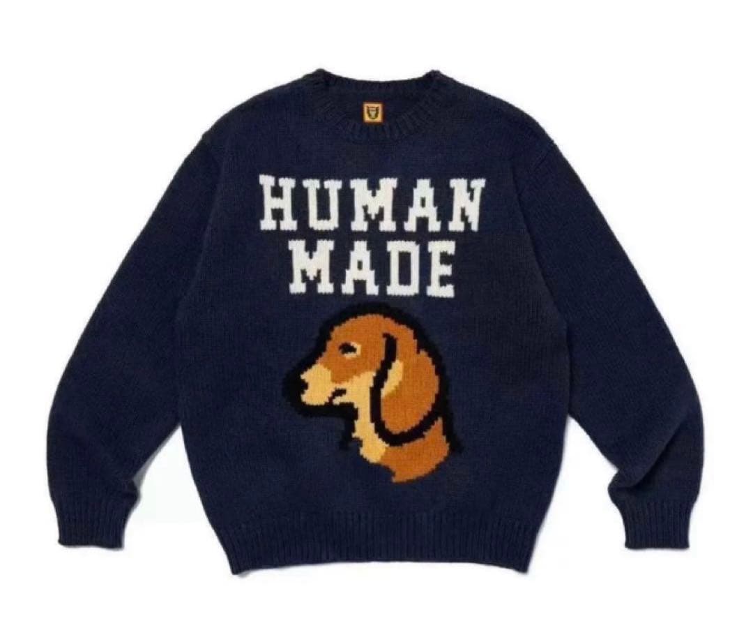 HUMAN MADE 犬デザイン ニットセーター ネイビー　M