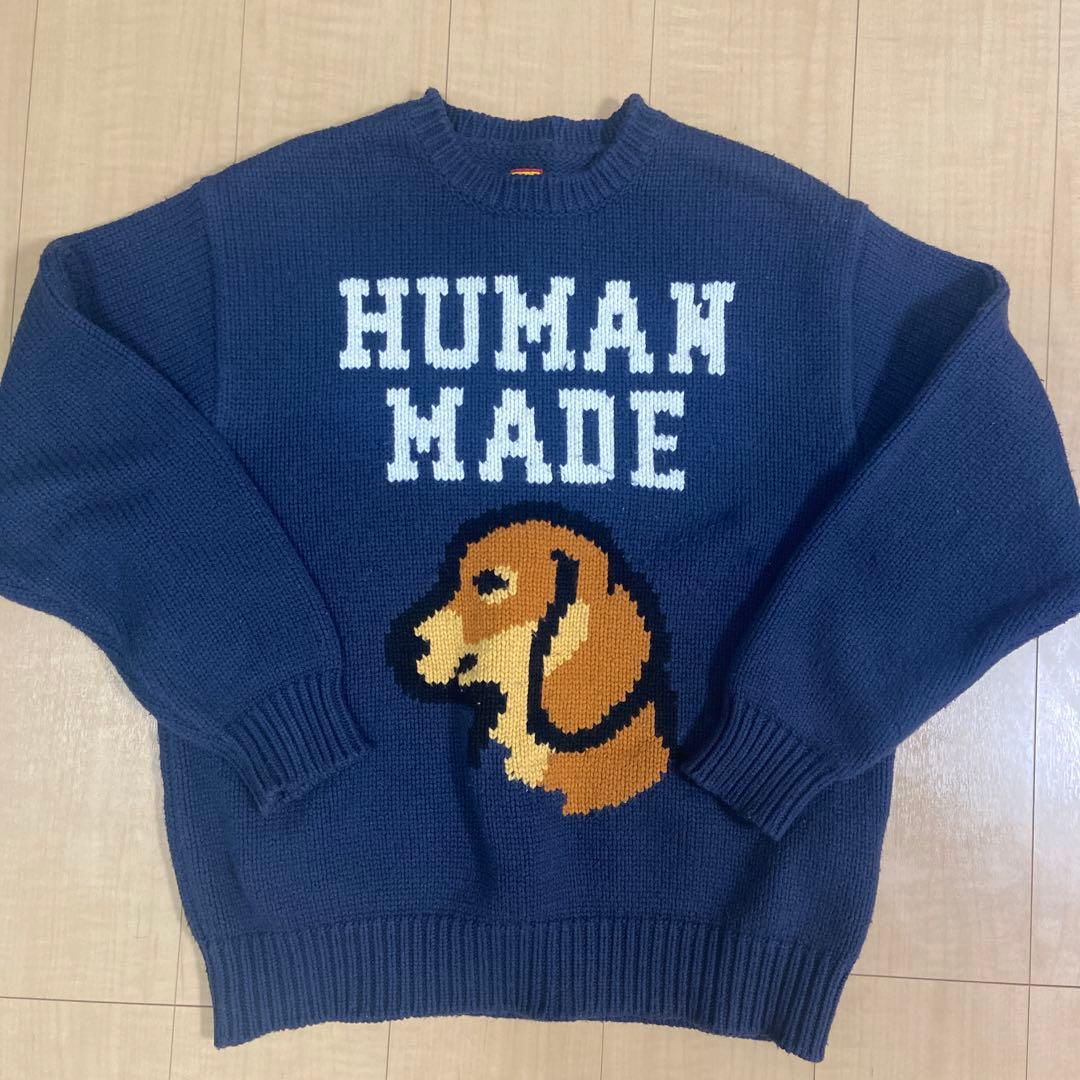 HUMAN MADE 犬デザイン ニットセーター ネイビー　M