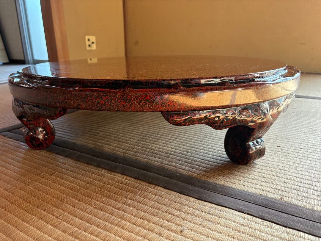 早い者勝ち 昭和レトロ 津軽塗り 螺鈿 円卓 座卓 ちゃぶ台 ローテーブル