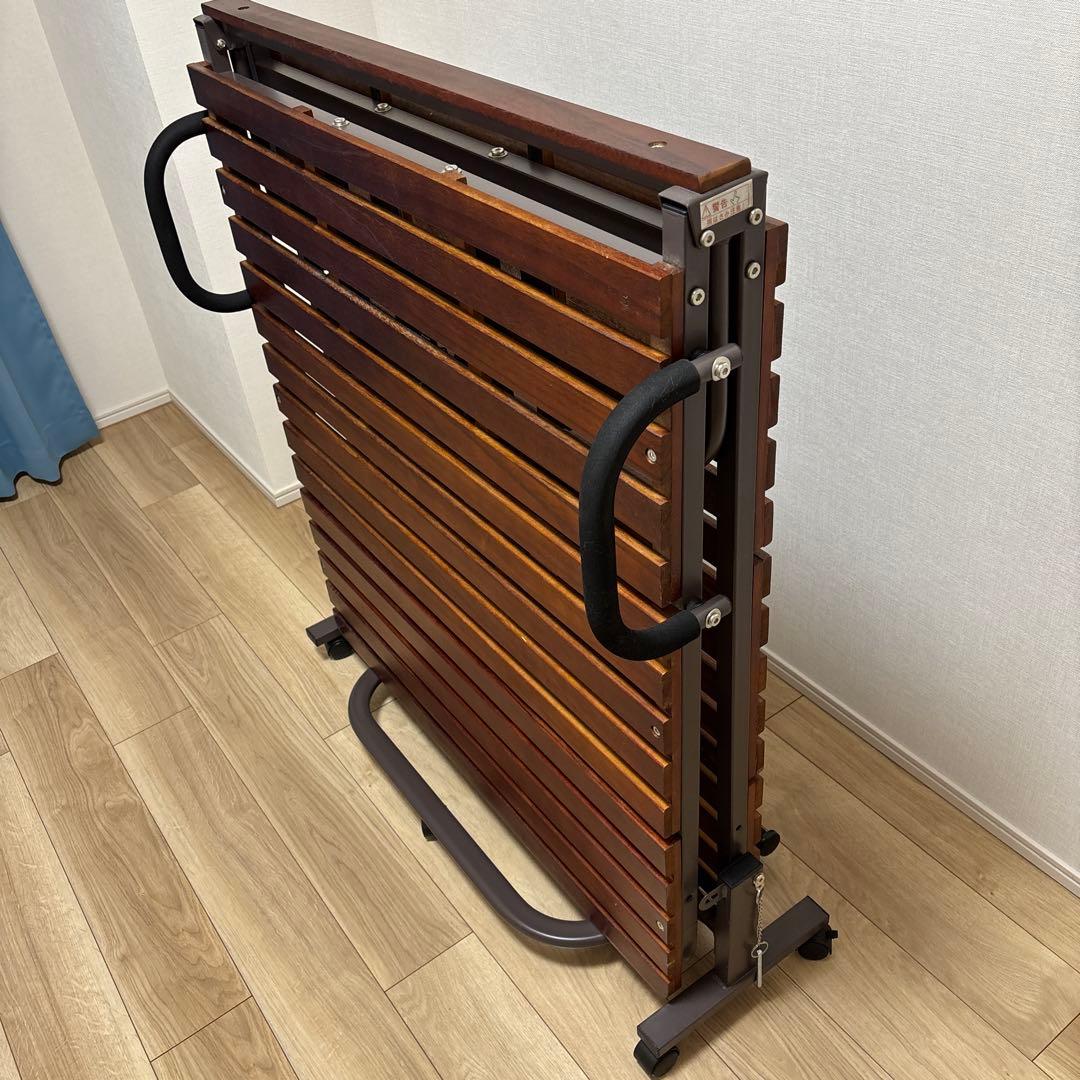 ミニマル　折りたたみベッド ダークブラウン シングルサイズ