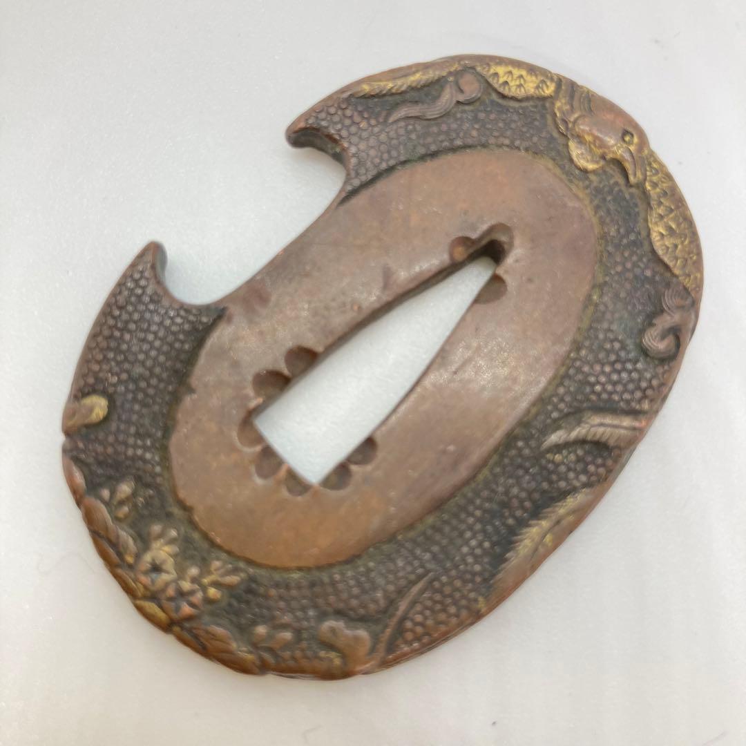 121806 アンティーク金工　刀剣　五三の桐鳳凰　柄　かんざし　帯留めに