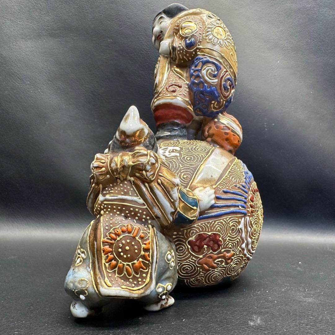 ♡Fa左1026 古九谷焼 恵比寿 大黒天 置物 アンティーク 七福神 縁起物