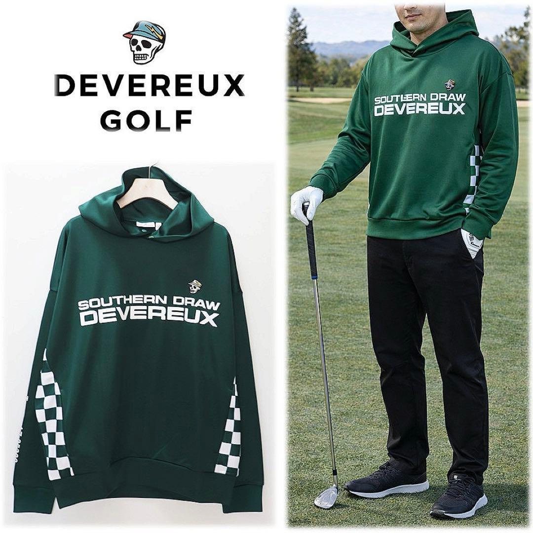 《デヴァローゴルフ》未使用 ビッグメッセージチェッカーフーディ ゴルフウェア L