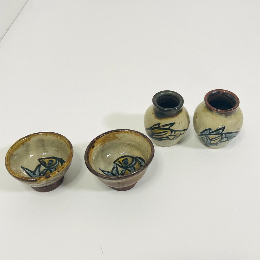 金城次郎 人間国宝 壺屋焼 酒器セット お猪口 ぐい呑み 徳利 沖縄陶器