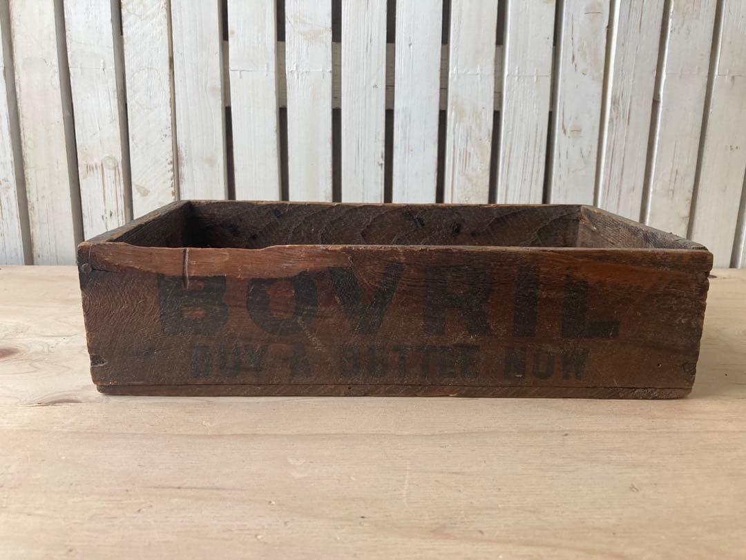 値下げBOVRIL ウッドボックス　ジャーボックス イギリス　アンティーク　木箱