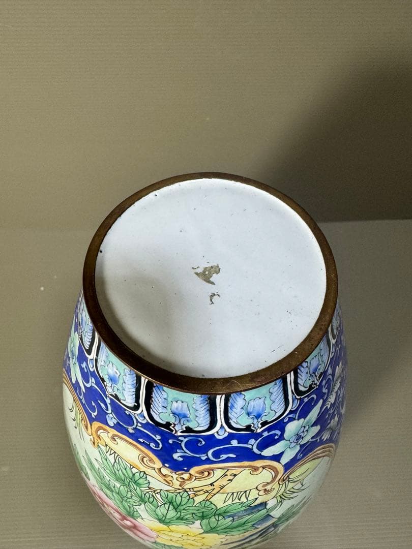 2309 七宝焼　花鳥文　琺瑯　花瓶