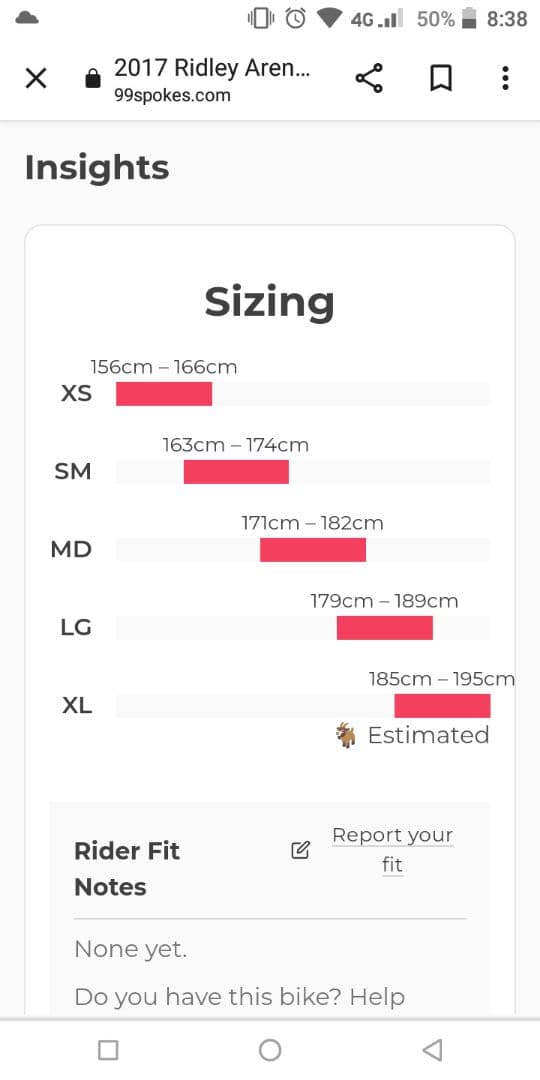 【ほぼ完成車】RIDLEY Arena Carbon　Track SMサイズ