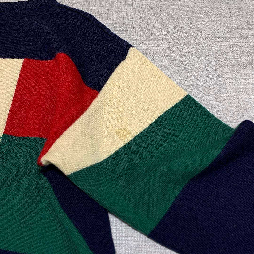 マンシングウェア ニット セーター パッチワーク ロゴ刺繍 Lサイズ