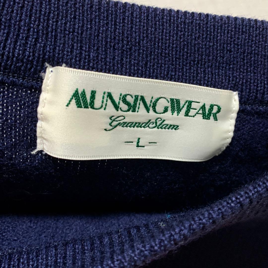 マンシングウェア ニット セーター パッチワーク ロゴ刺繍 Lサイズ