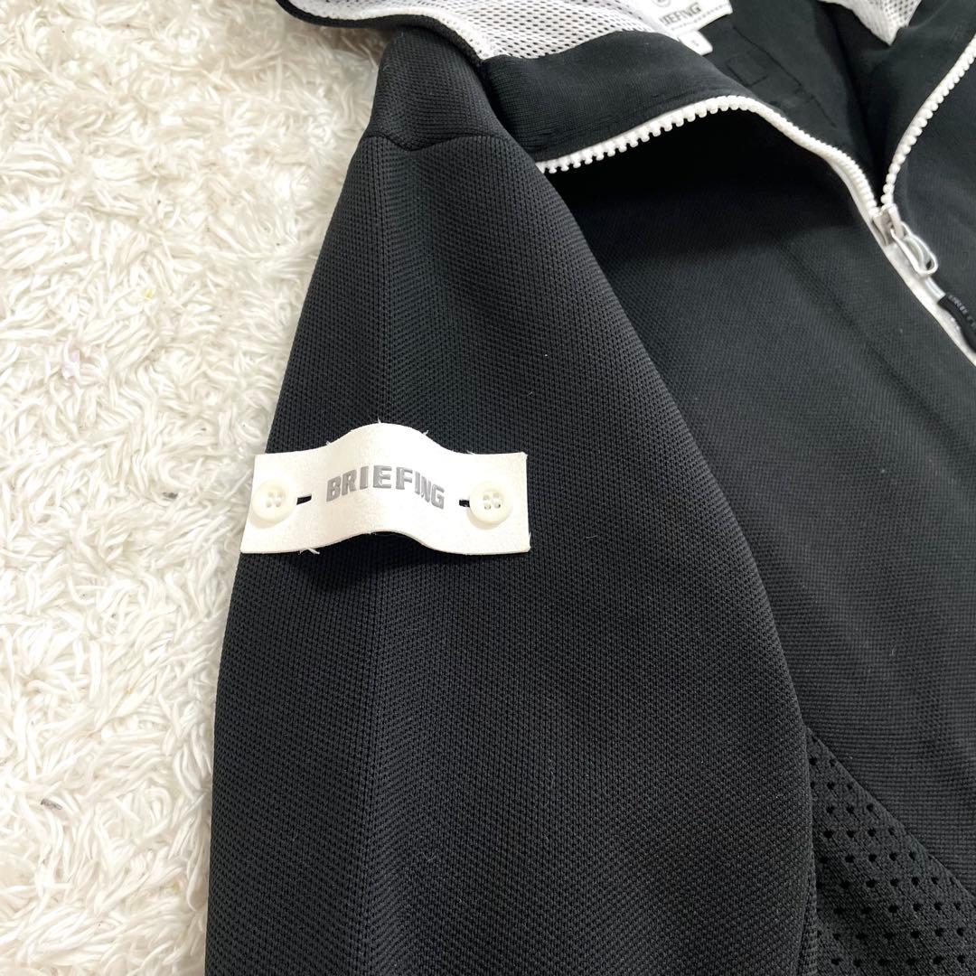 未使用級 ブリーフィングゴルフ ニットパーカー バックロゴ S レディース 黒