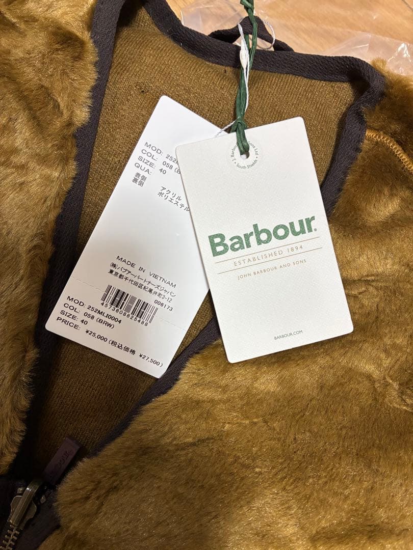 Barbour フロントジップ ファー ライナー レギュラーフィットサイズ40