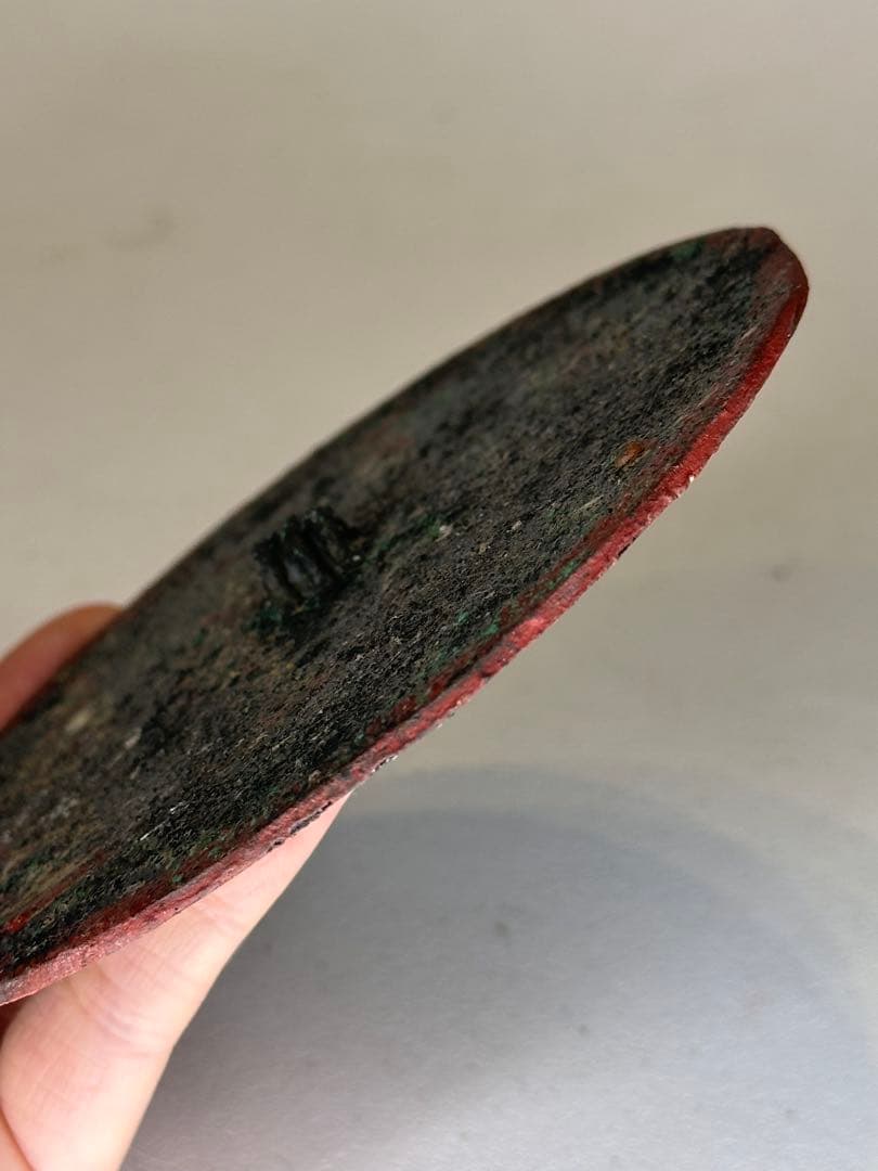 明時代　彩絵人物銅鏡 時代物 民俗装飾