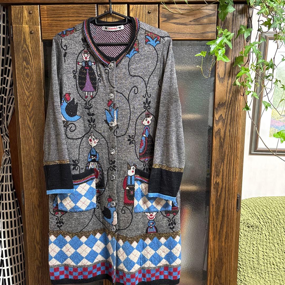 アルベロベロ　長袖ウール混ロングカーディガン