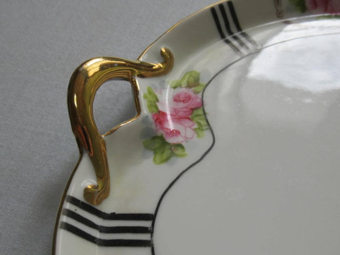 ◆美品 大正後期 定価4万！オールドノリタケ 金彩金盛 薔薇 カップ＆プレート