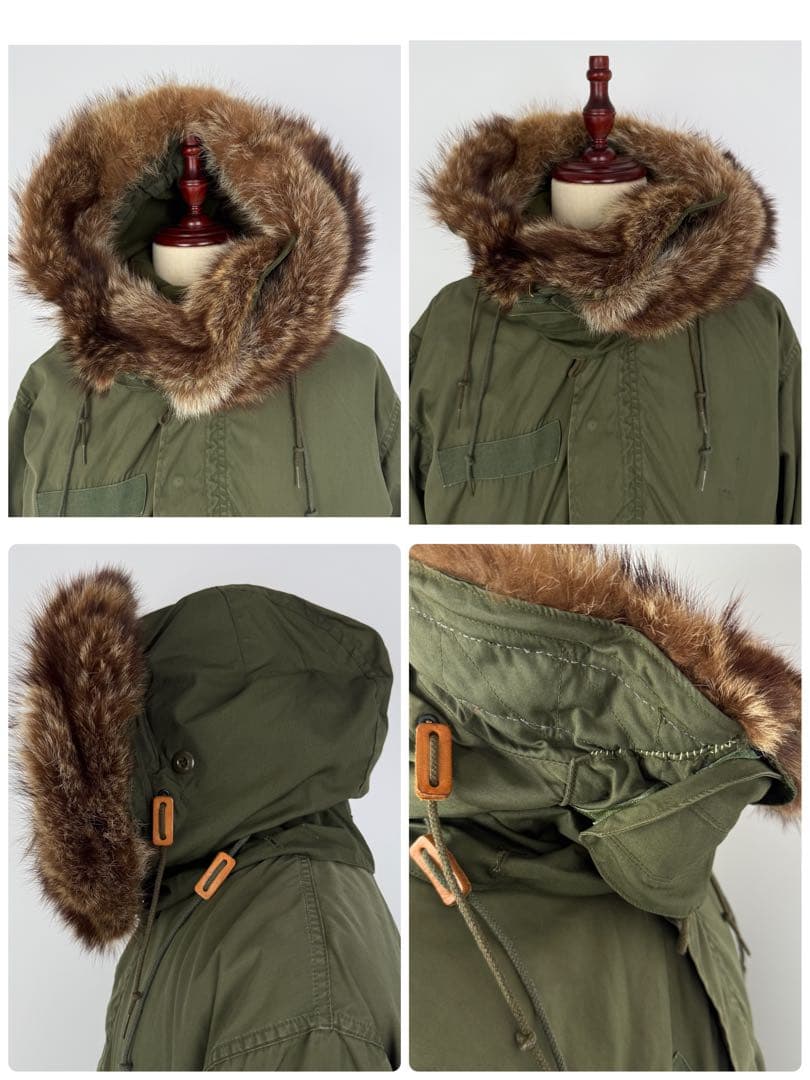 希少 米軍実物 SR 70s 80s 獣毛フード M-65 フィッシュテール