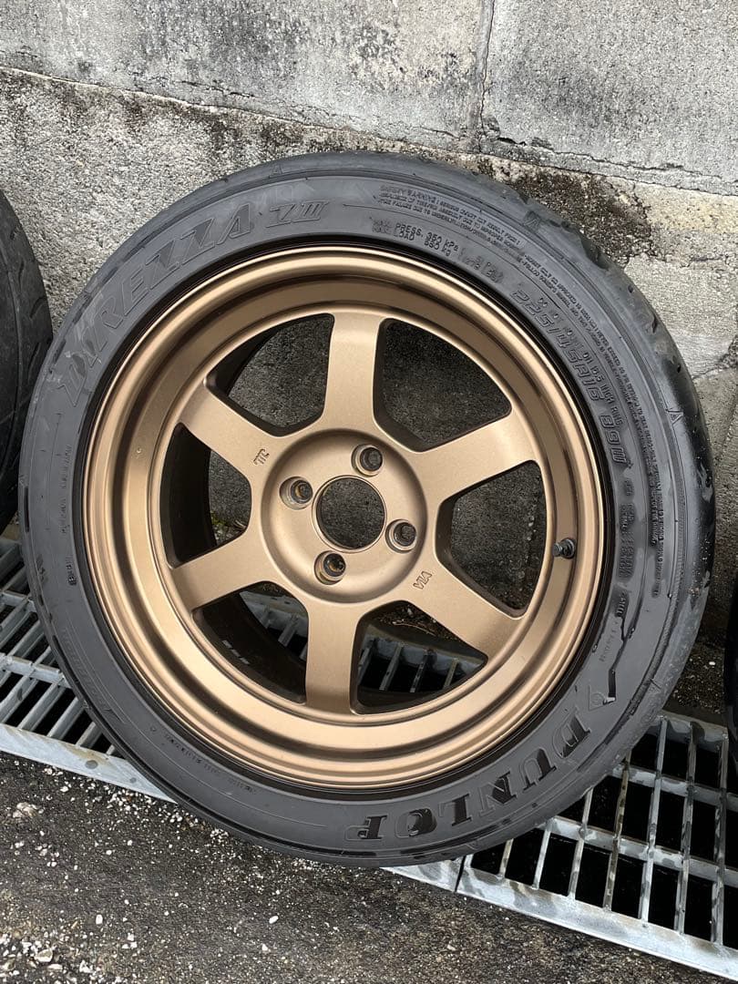 TE37V 16インチ 8J＋25 PCD100 4穴 タイヤ付き 2本セット