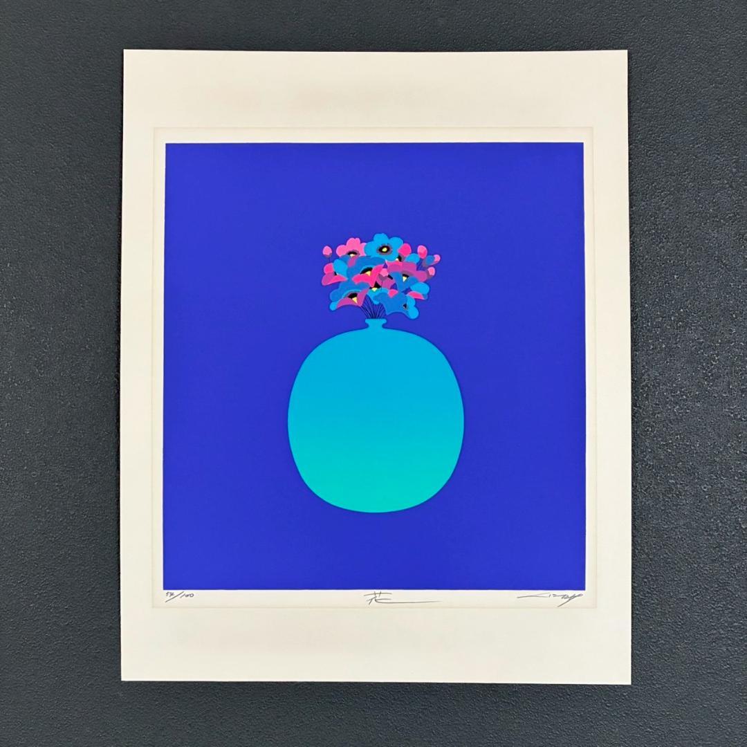 国武久巳「花」シルクスクリーン 直筆サイン入り 額装 グラフィックデザイナー