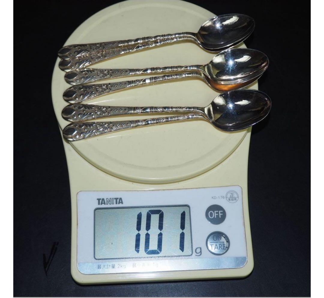 送料無料　時代物　銀製スプーン6本　台北栄安銀楼謹製　『台北栄安』刻印