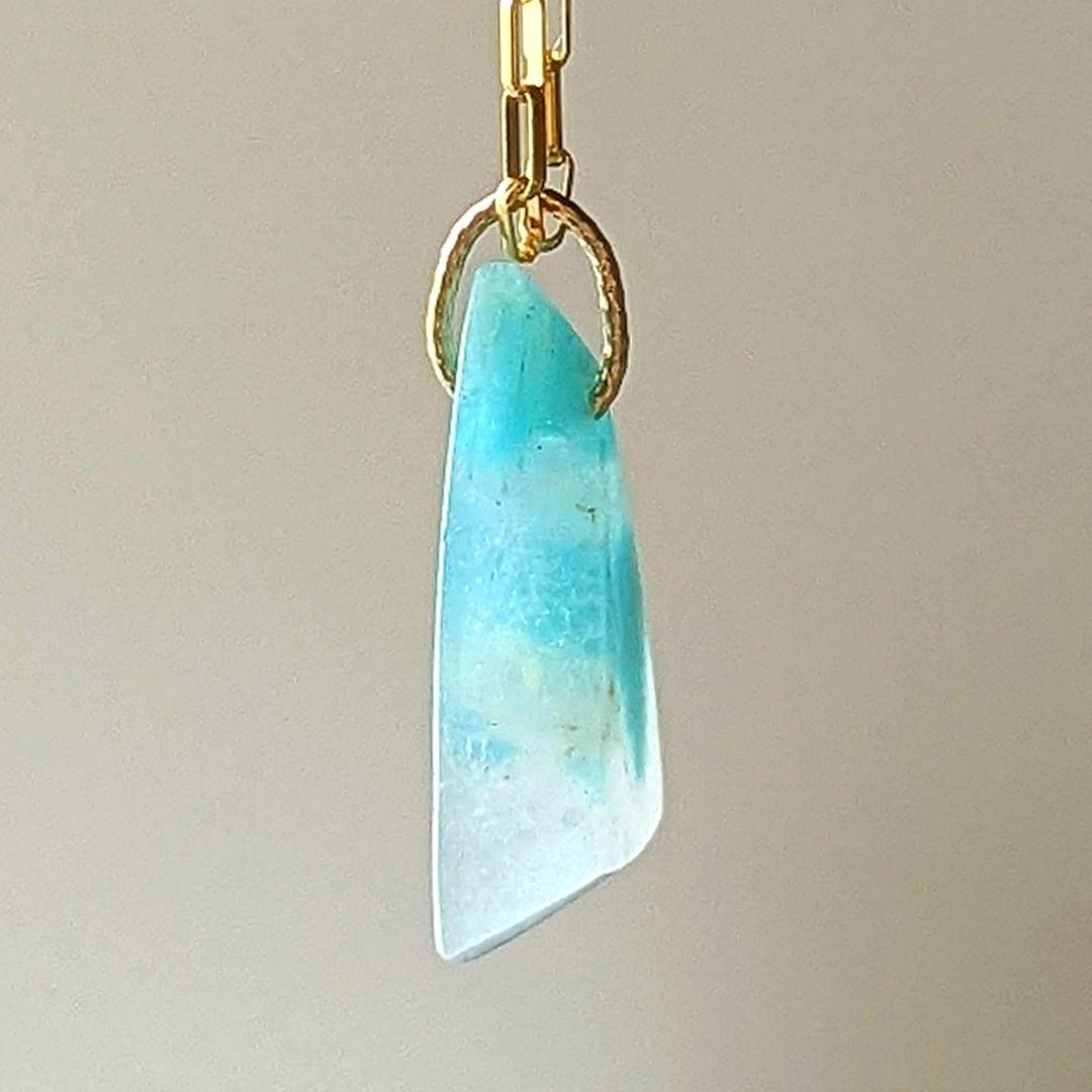 ♢N♢訳あり♢K18 アマゾナイト インクォーツ 7.45ct チャーム