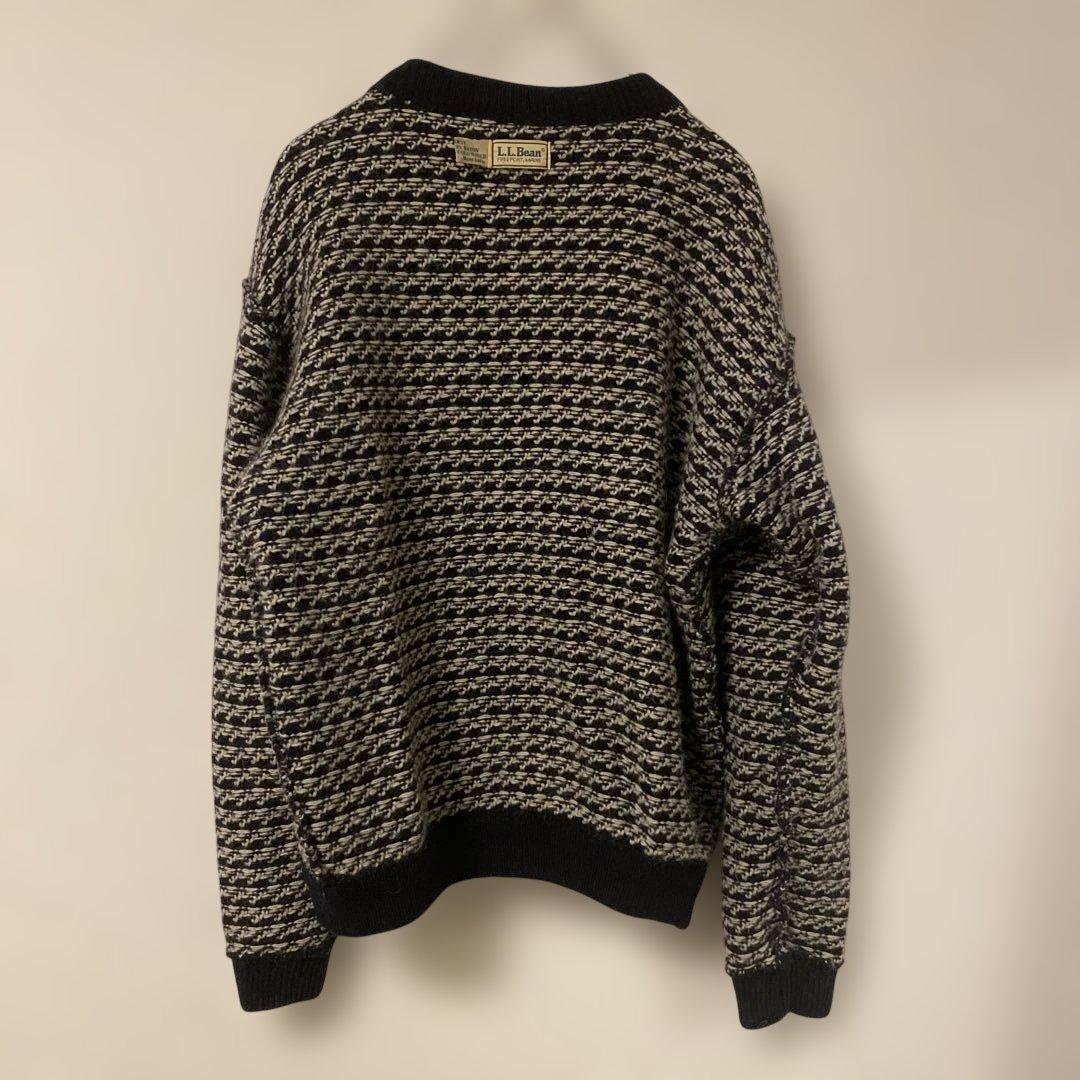 LLBEAN バーズアイ　ウールニットセーター　ノルウェー製　80s Large
