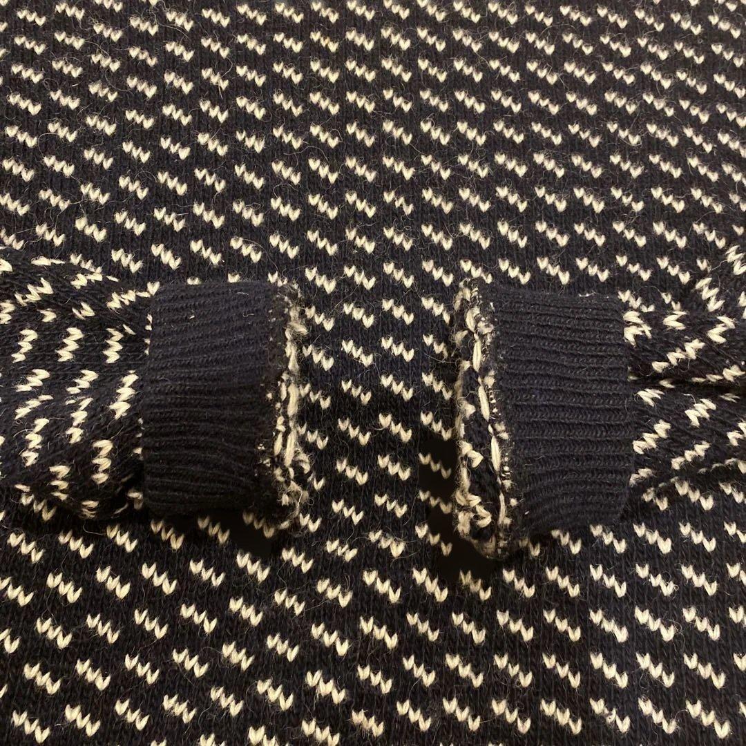 LLBEAN バーズアイ　ウールニットセーター　ノルウェー製　80s Large