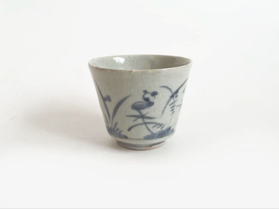 骨董　アンティーク　古伊万里　染付　蕎麦猪口　高台付　共色直しあり