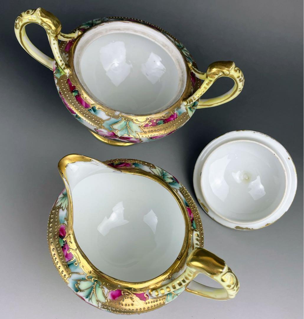 【希少】オールドノリタケ シュガーボウル クリーマー 金盛り アールヌーボー