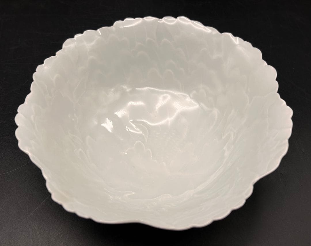 【希少品】樋口一星　白磁　牡丹　中鉢 6客