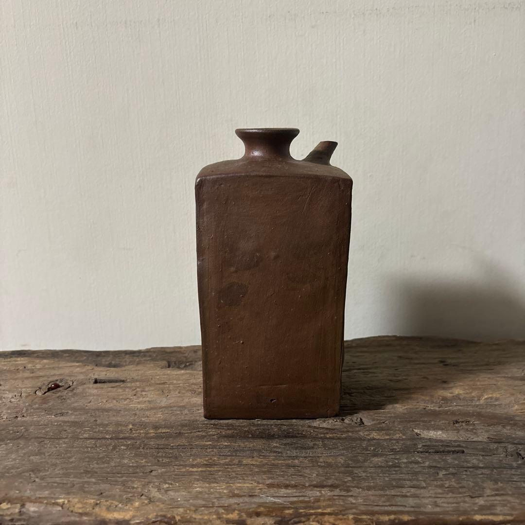 四方型徳利 江戸末期　古備前　酒器 花器　古道具 アンティーク 古民芸　検:李朝