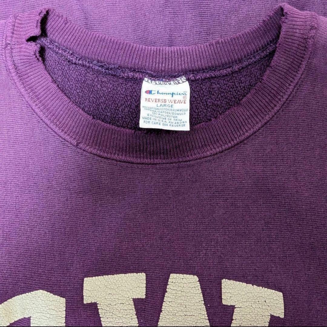 【激レアヴィンテージ古着】90sチャンピオンリバースウィーブIOWAボロ茄子紺