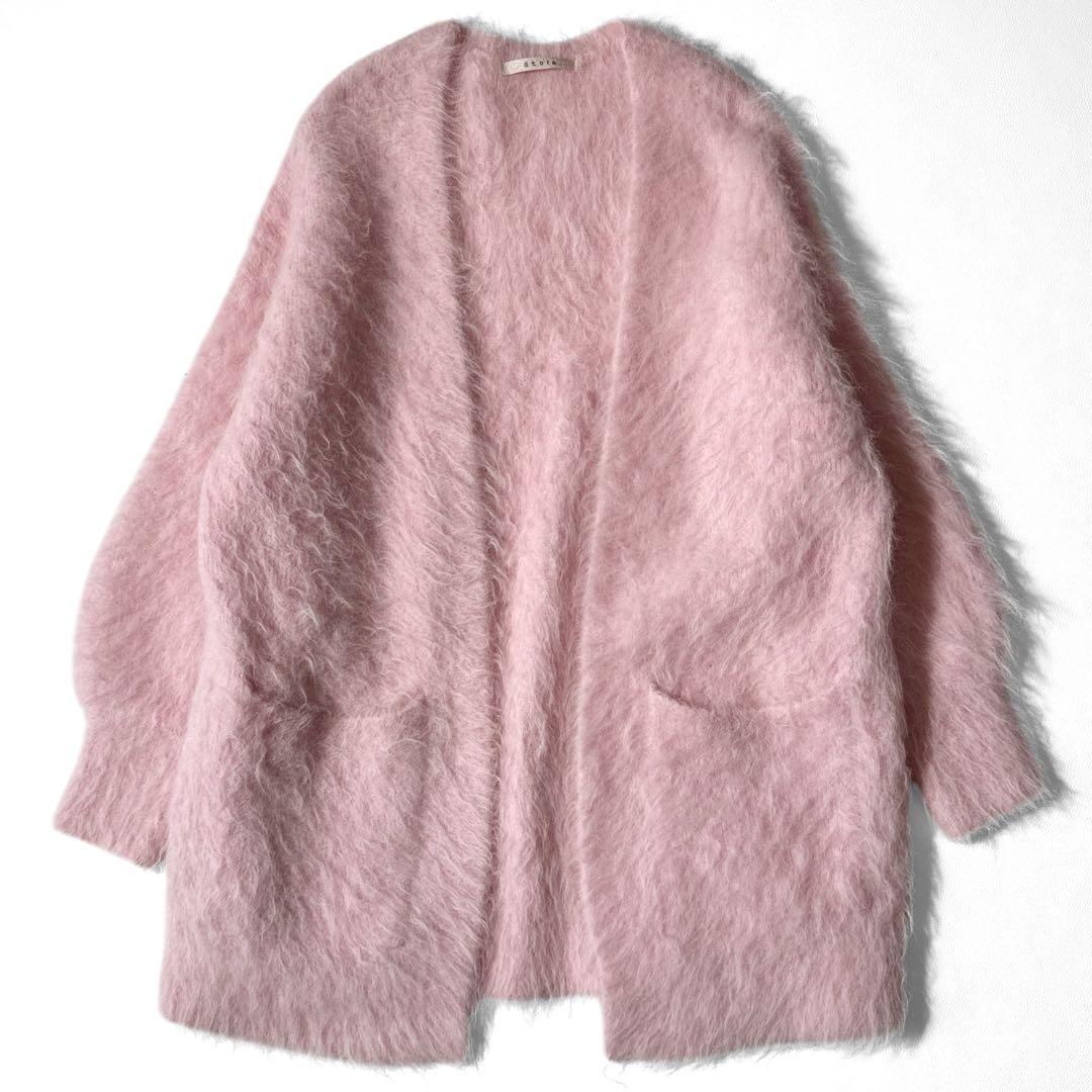 ストラ　stola. アルパカ混 シャギーニット カーディガン ピンク