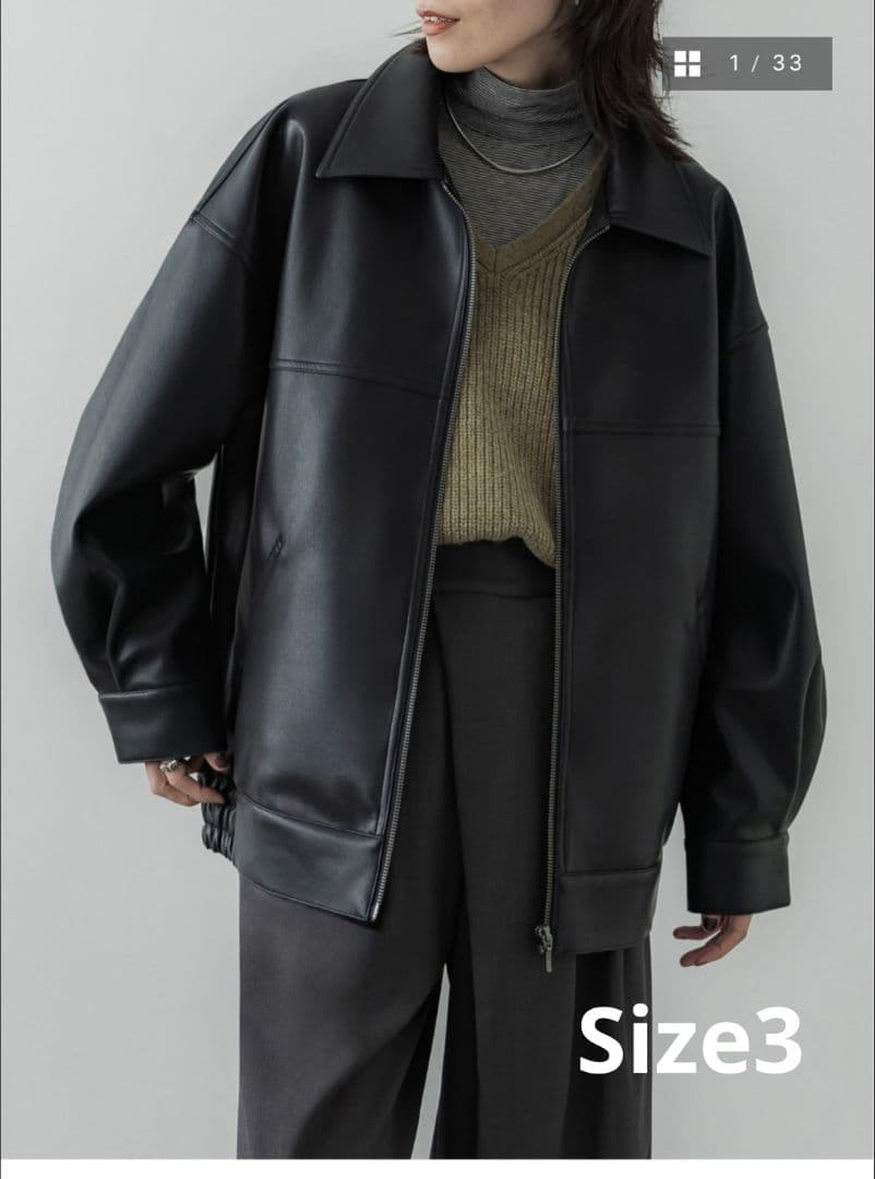 crewre フェイクレザージップブルゾン black 完売品