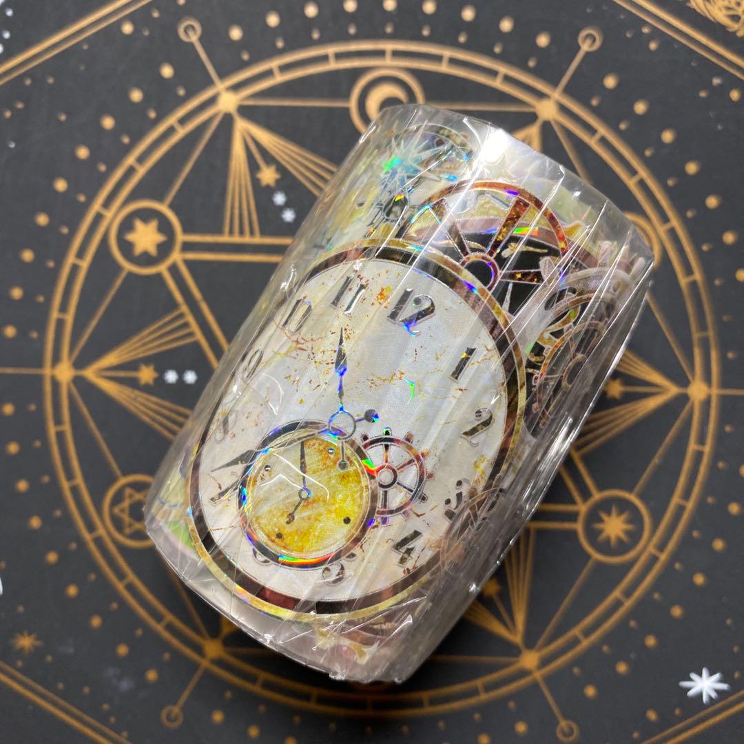 【9484】海外　5m巻　貝殻光マスキングテープ　星時計　カラフル　装飾系