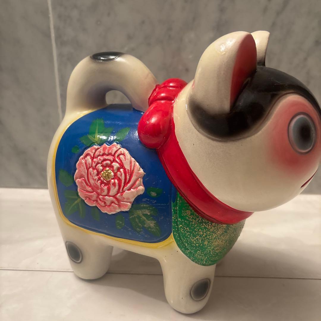 ヴィンテージ　伝統工芸品　お顔が可愛い過ぎる張子の犬の陶器