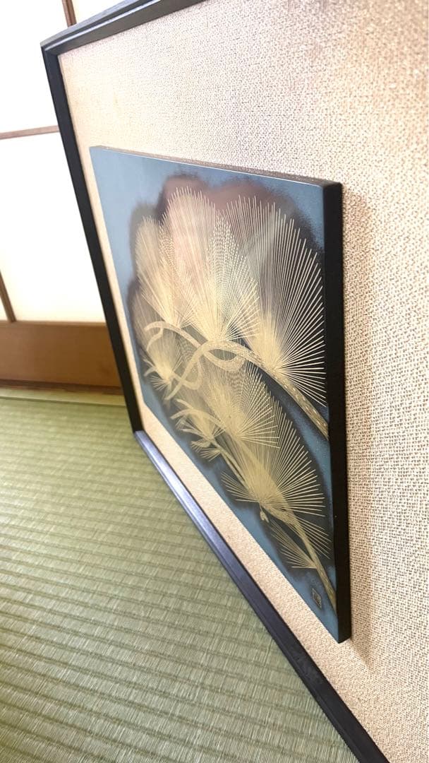 b*o様 【60年以上前の作品】角野岩次「寿松」輪島塗　沈金アート