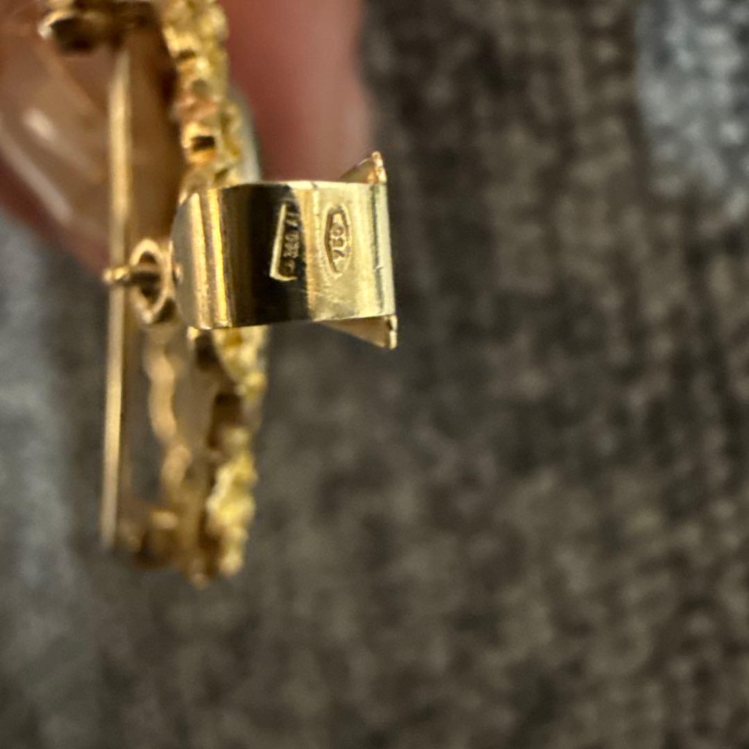 K18 刻印あり　ダイヤ　アンティーク品　ペンダントップ　プローチ 兼用