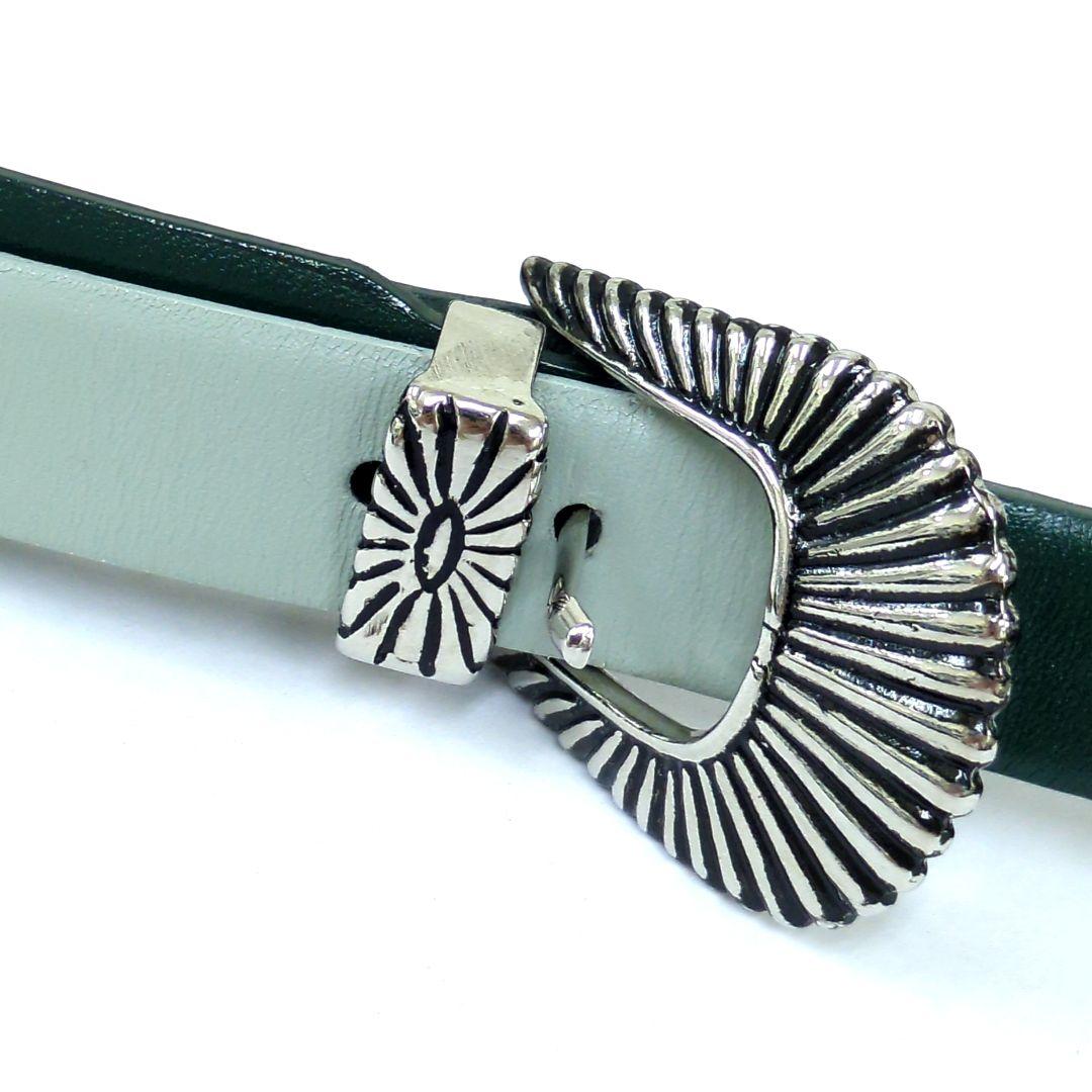 TOGA PULLA トーガプルラ ダブルバックルベルトグリーン 65～67.5