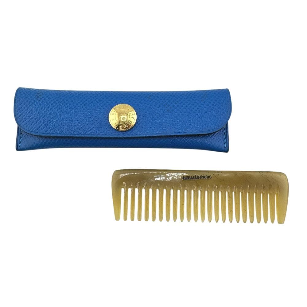 【極美品】エルメス バッファローホーン コーム レザー ブルー レア