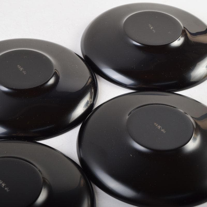 輪島塗　大向高洲堂　黒漆　飛松沈金　銘々皿　五客　箱付　N　9006