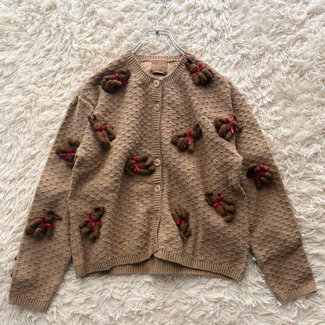 【極美品✨】希少品 PINK HOUSE ニット カーディガン うさぎ ブラウン