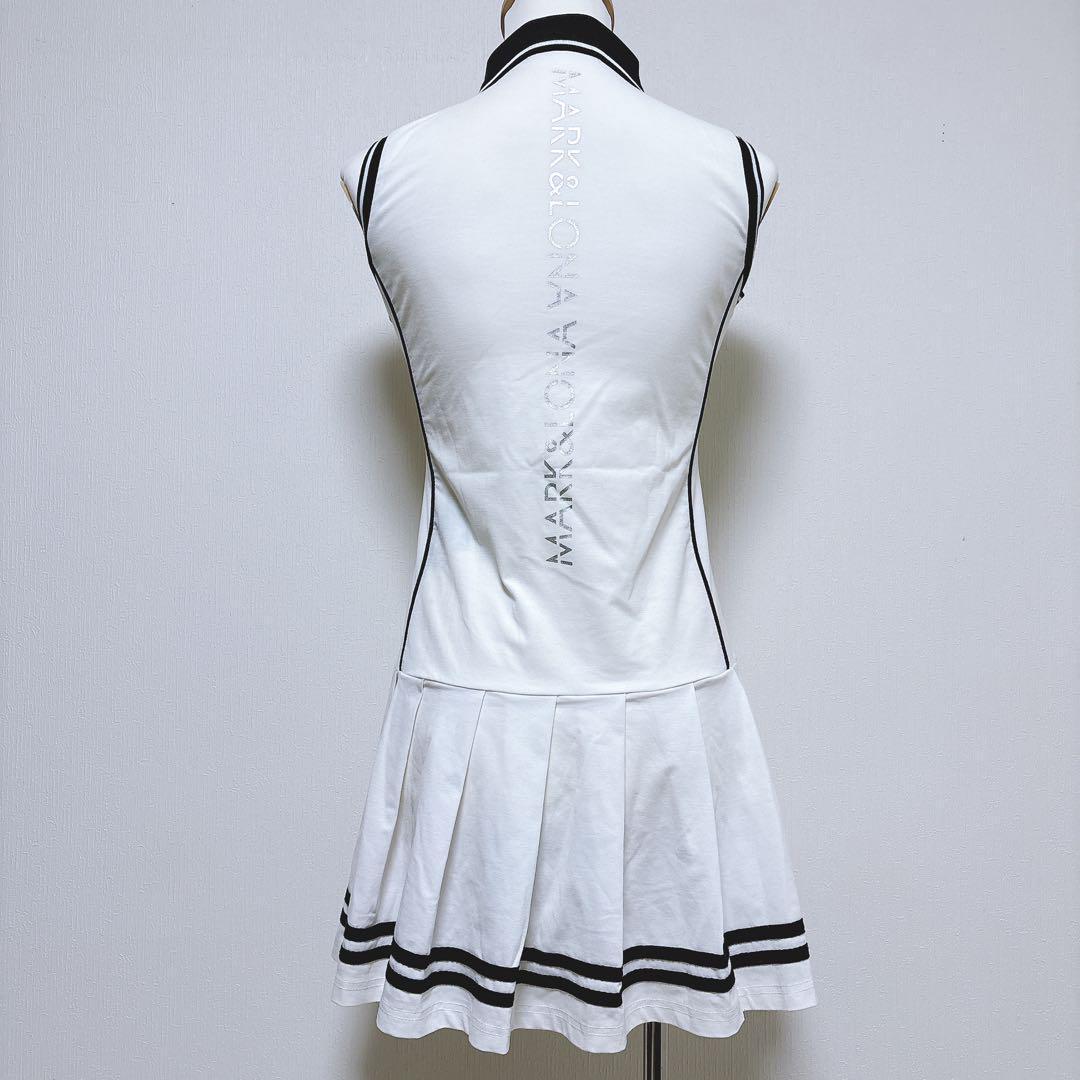 【マークアンドロナ】美品 セミプリーツワンピース ゴルフワンピース ホワイト S