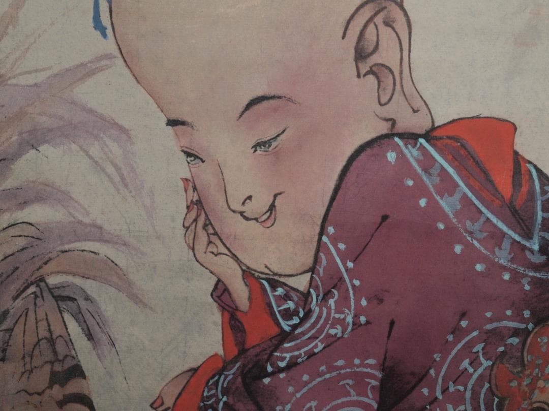 中国近代　潘功青作　肉筆絵　激安骨董品　掛け軸 古美術 AK2164A9-2