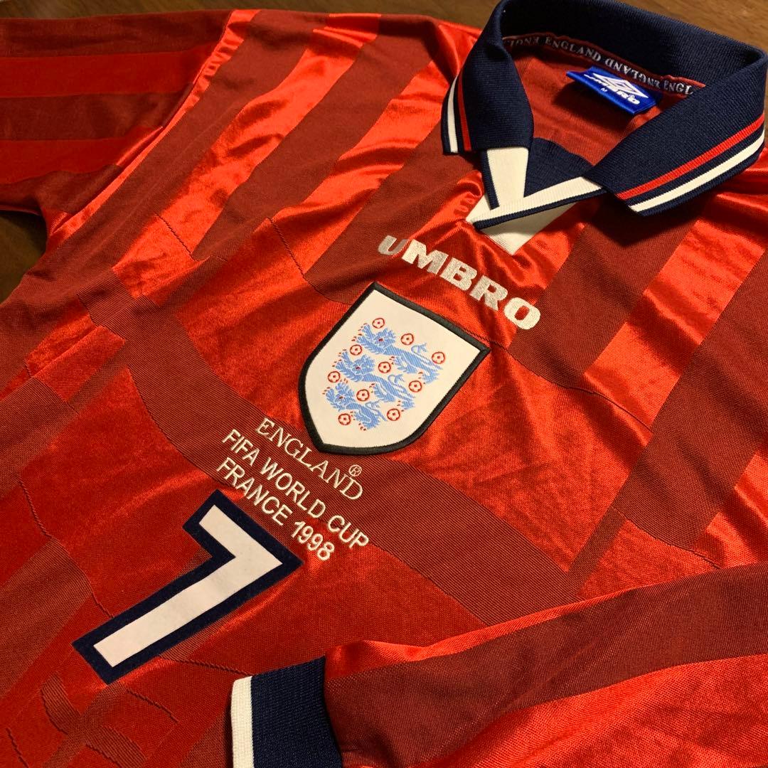 正規品 英国製  1998年 イングランド代表 アウェイ長袖 No.7 ベッカム