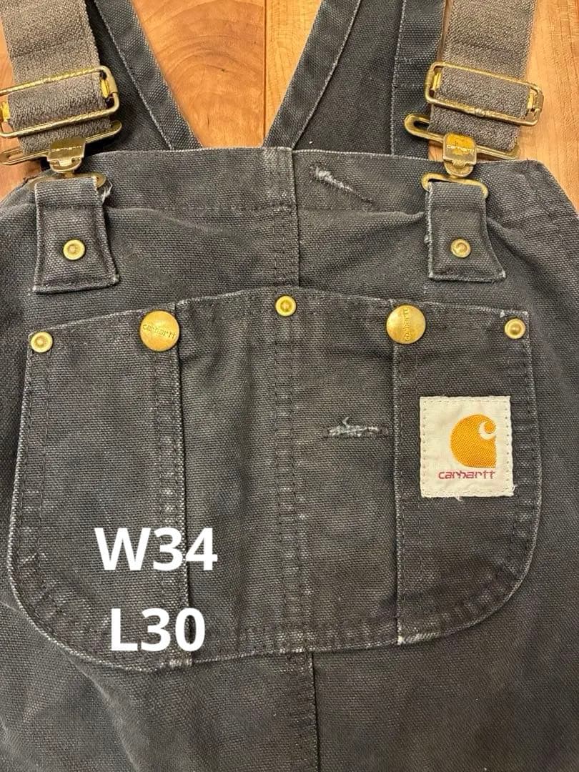 雰囲気抜群！Carhartt オーバーオール　BLACK 34×30
