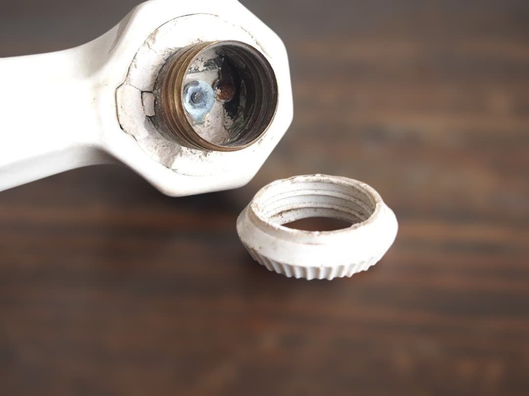 陶器アーム付ミルクガラスランプ パウダールーム アールデコデザイン/K311